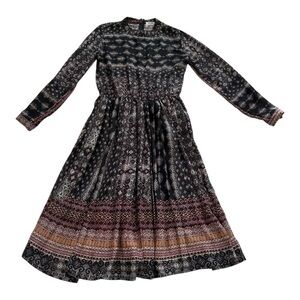 Holly Bracken Dress Long Sleeves Pattern Midi  Size - S/M